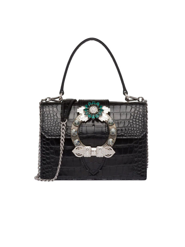 【预定】MIU MIU/缪缪 MIU LADY 鳄鱼压纹印花皮革手袋 5BA086 OJM