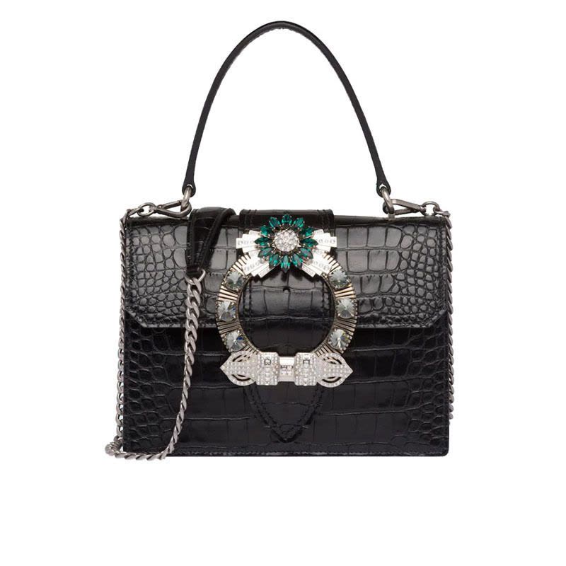 【预定】MIU MIU/缪缪 MIU LADY 鳄鱼压纹印花皮革手袋 5BA086 OJM图片