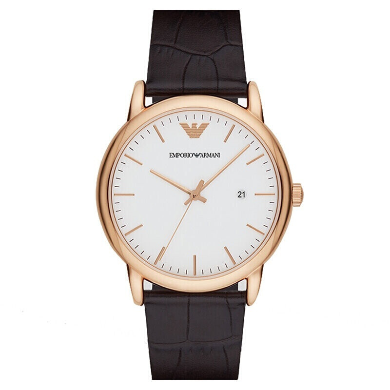 阿玛尼(EMPORIO.ARMANI)手表皮质表带经典时尚休闲石英表男表AR2502