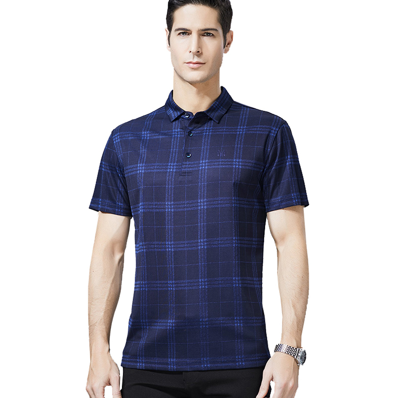 恒源祥男士短袖t恤夏款100%桑蚕丝男装中年翻领t恤polo衫