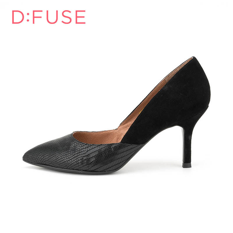 D：Fuse/迪芙斯秋季尖头细高跟浅口女鞋单鞋DF63111106