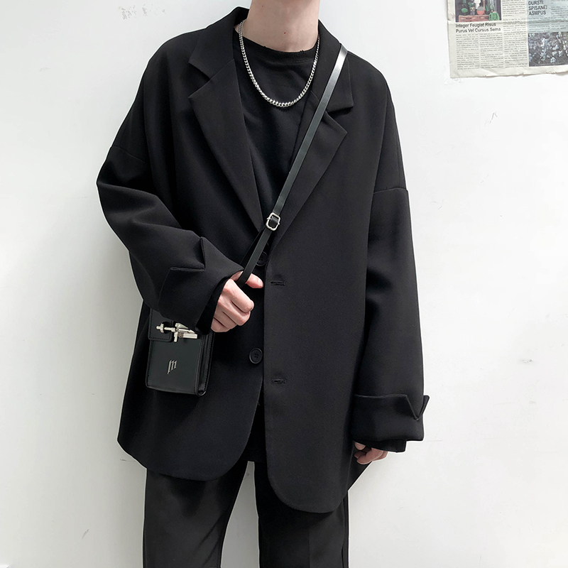 【HY&CO】休闲西装外套中性宽松韩版潮流帅男炸街雅痞小西服灰