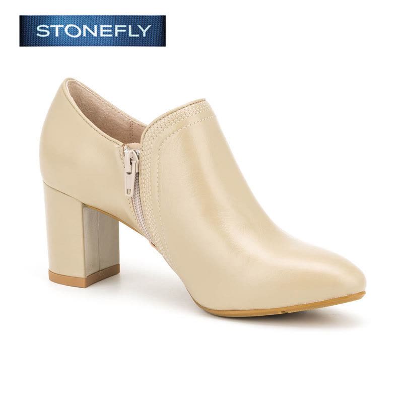 斯通富来STONEFLY牛皮尖头中跟套脚纯色深口女鞋SD63112707图片