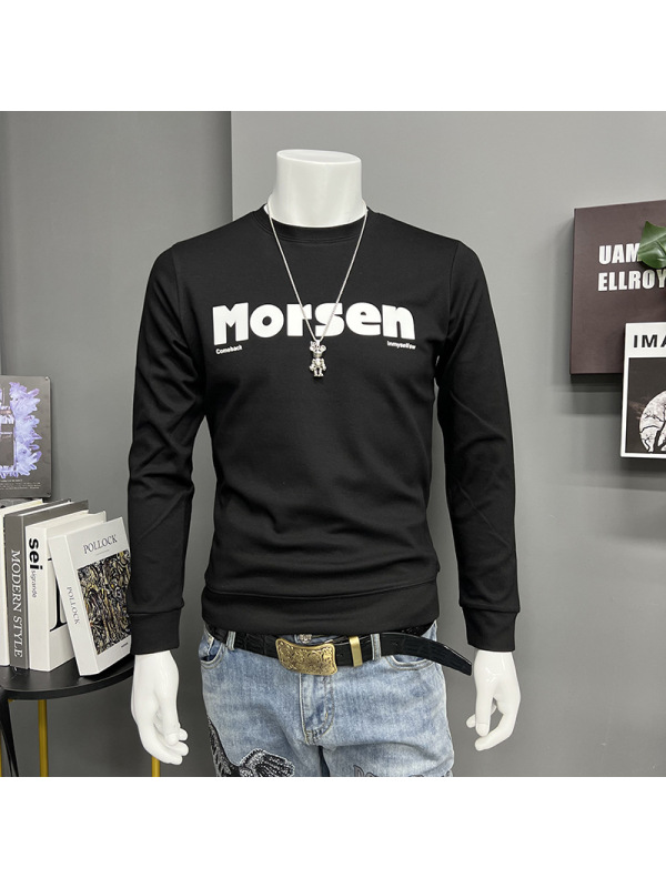 秋冬欧货新款男士长袖体恤男卫衣立体字母时尚打底衫上衣秋装潮流