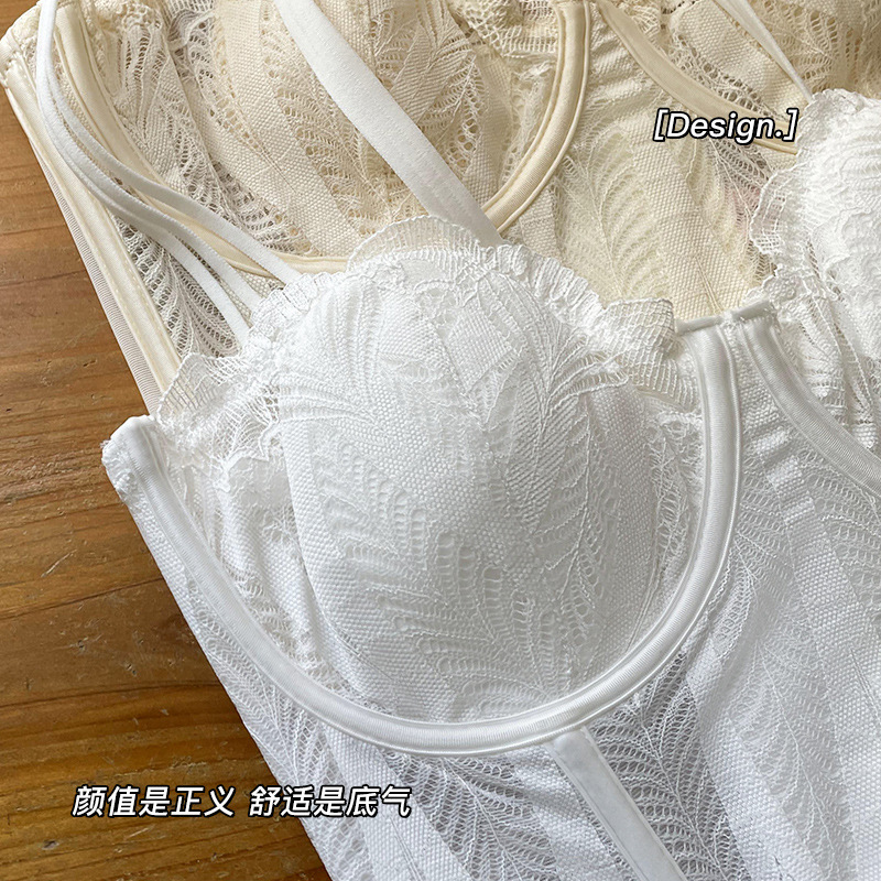 Ceba大胸鱼骨胸衣外穿蕾丝内衣女兔耳朵马甲文胸辣妹美背吊带背