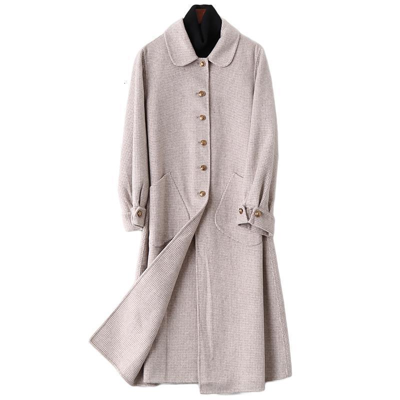 2019冬季新款流行双面毛呢大衣女士修身羊毛呢子外套