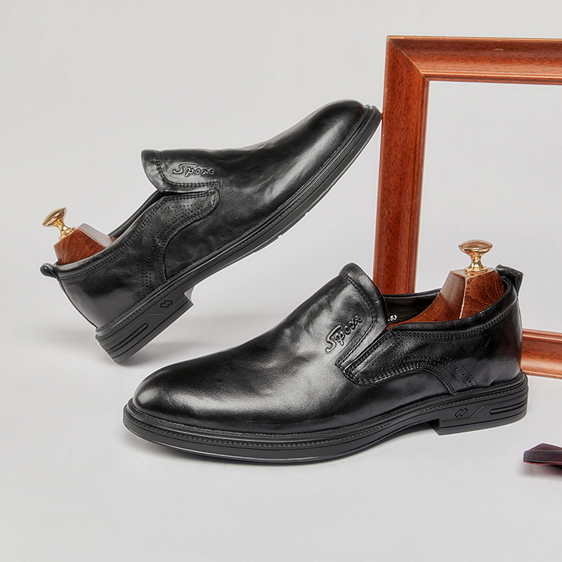 透气乐福鞋男皮鞋软底英伦复古一脚蹬商务正装懒人休闲结婚新郎鞋