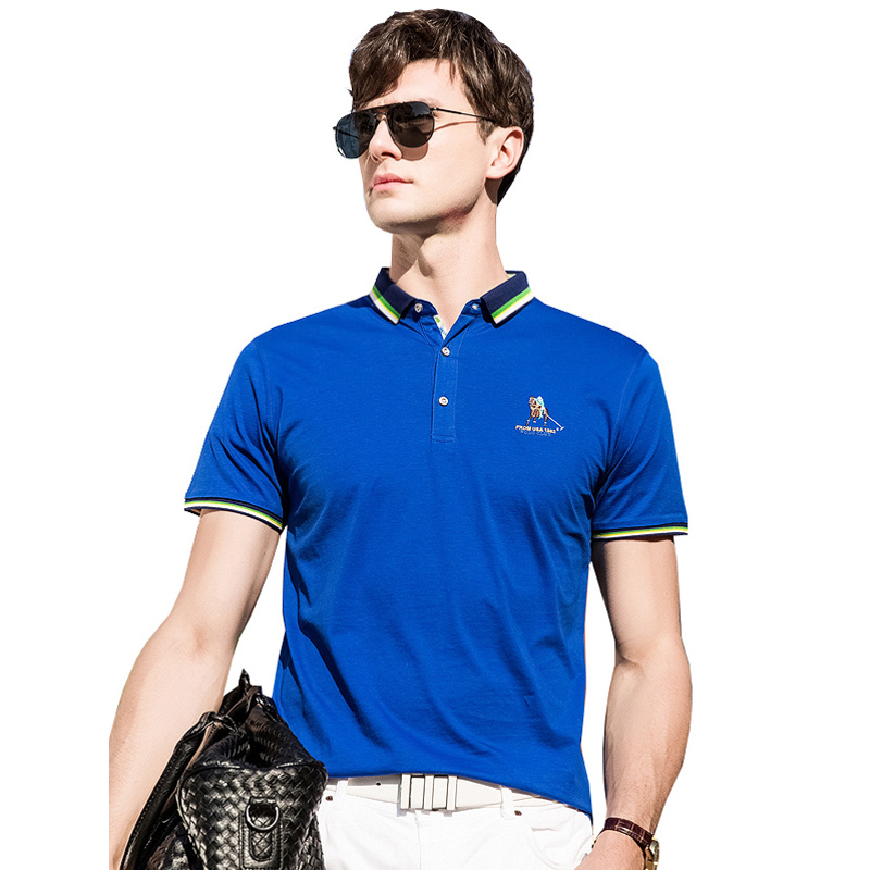 雅鹿男士短袖t恤男2019新款款纯色宽松商务休闲半袖上衣纯棉t恤