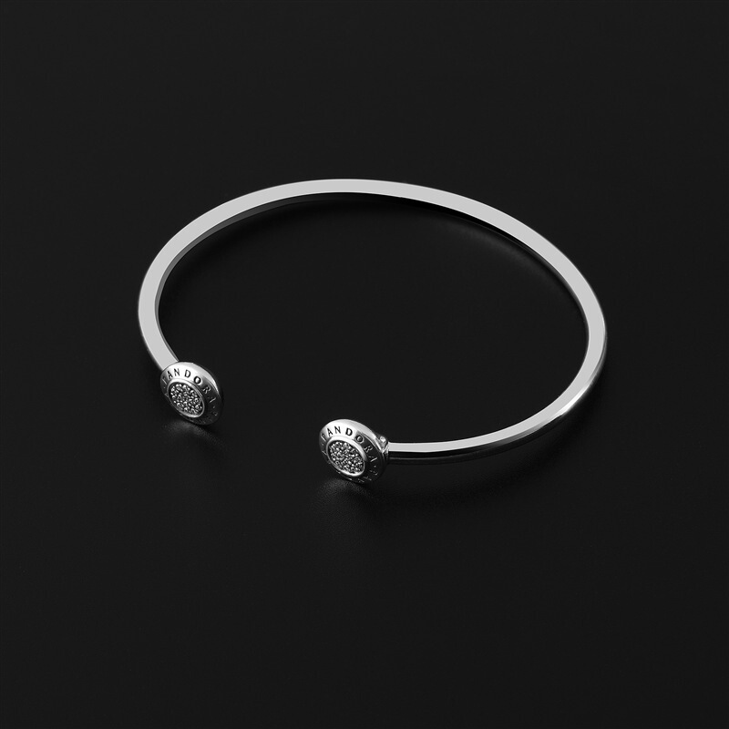 潘多拉pandora时尚银色开口手镯590528cz1