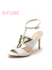 D：Fuse/迪芙斯夏羊皮革高细跟露趾女鞋凉鞋DF52111023