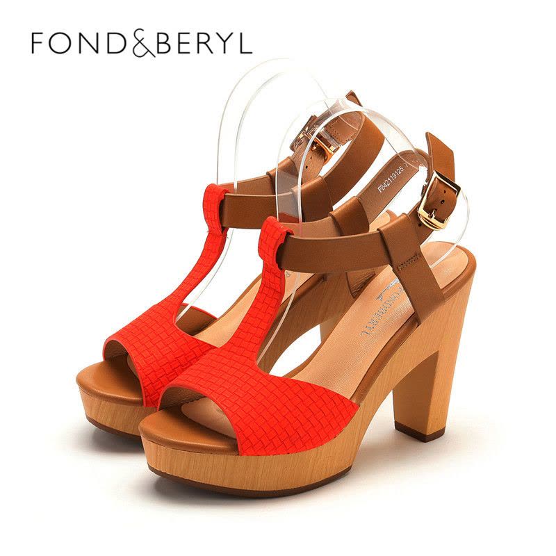 Fondberyl/菲伯丽尔粗跟防水台PU凉鞋FB42119125图片