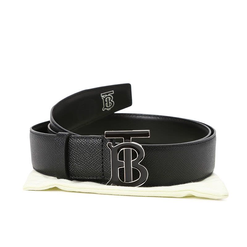 博柏利 BURBERRY TB 腰带3.5D TB LOGO粒面皮8024167 男款 腰带 黑扣图片