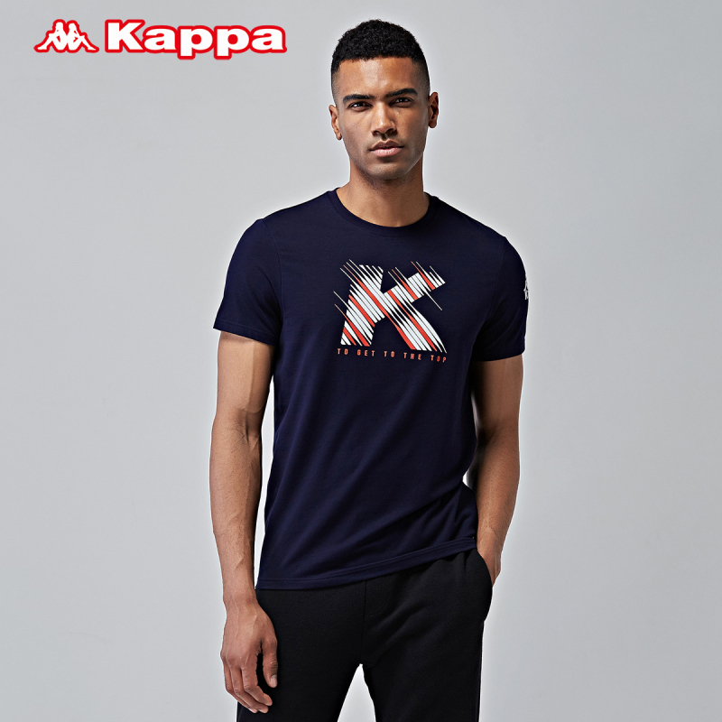 Kappa卡帕男款运动T恤舒适透气吸汗修身运动短袖背靠背K0712TD09