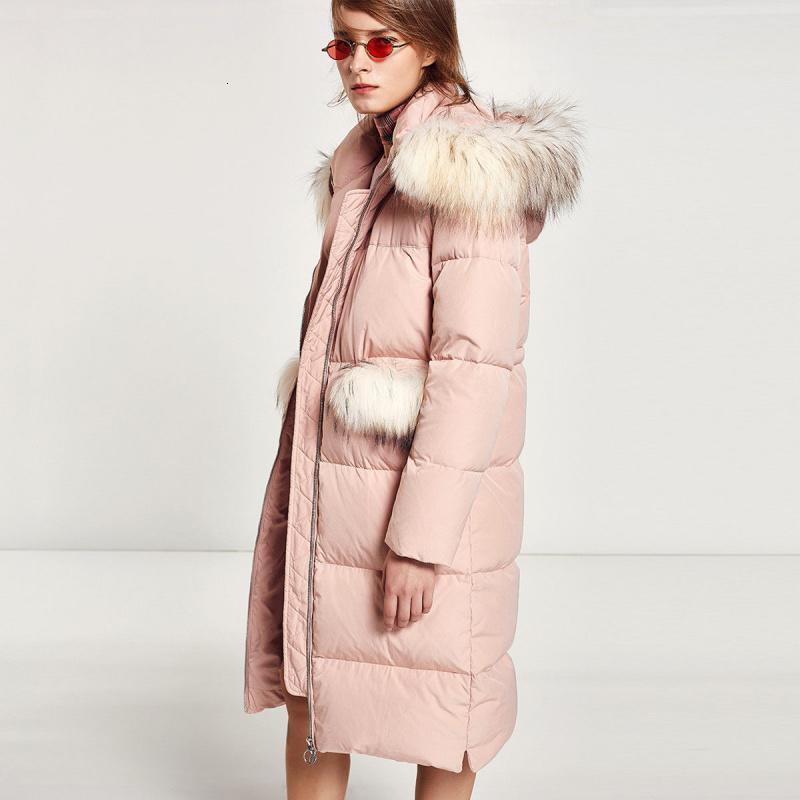 拉夏贝尔7m莫丽菲尔韩版潮时尚休闲宽松显瘦中长款大毛领羽绒服女