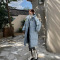 Three Sons2022女式纯色帽子连帽女装中长款加厚款羽绒服面包服