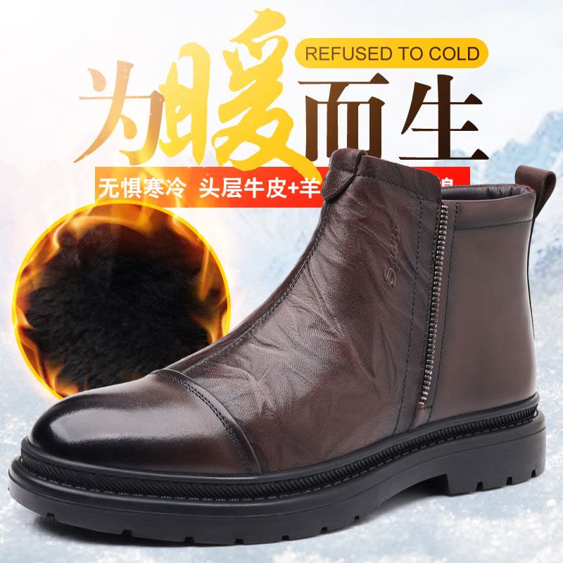 新款马丁靴男英伦风时尚潮流短靴韩版工装靴百搭透气加绒保暖靴子图片