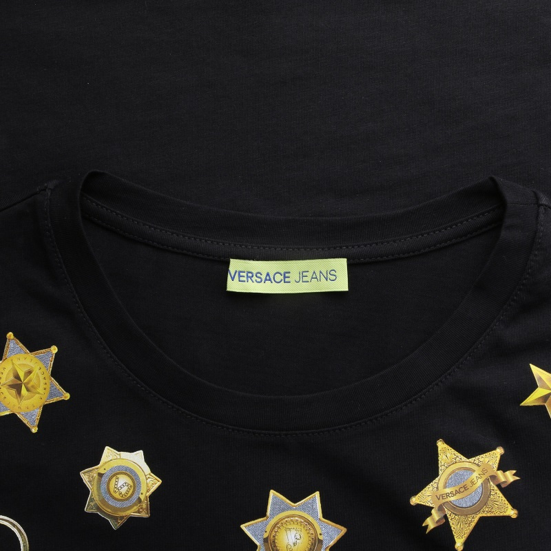 VERSACE JEANS 男士黑色棉质短袖T恤衫 B3GTB73B 36598 899