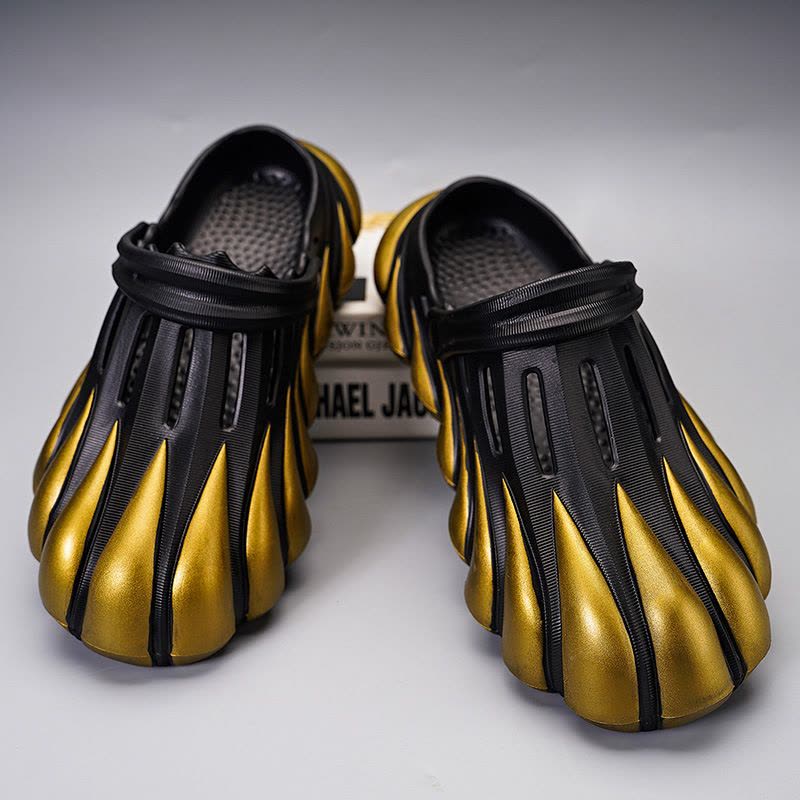 酷炫踩屎感软底洞洞鞋包趾搭扣沙滩凉鞋男士夏季两用凉拖男鞋图片