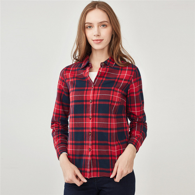 佐丹奴衬衫女装法兰绒纯棉长袖休闲衬衫13348701