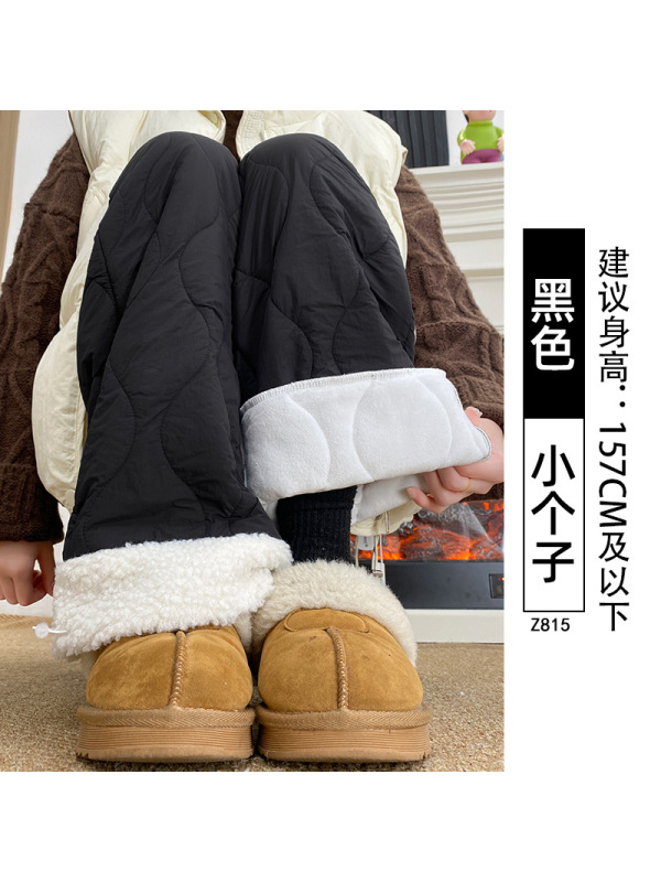 加厚棉裤女外穿冬加绒东北寒保暖直筒摇粒绒羊毛防风阔腿裤子