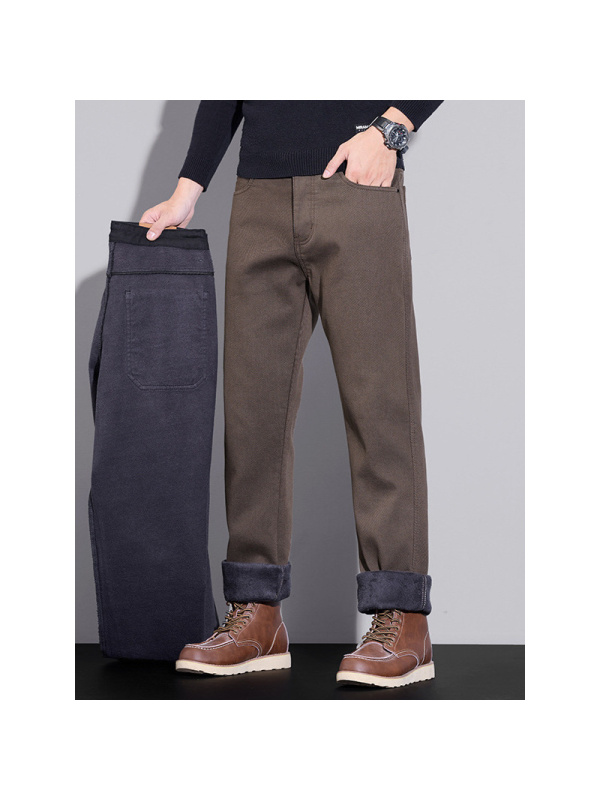 北方保暖高密绒男裤加绒加厚宽松直筒潮流百搭休闲裤男款