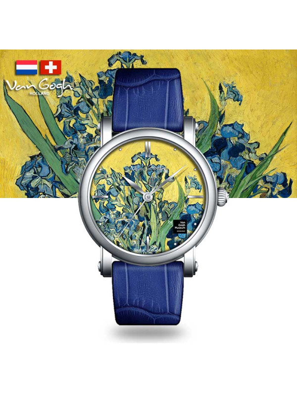 梵高vangogh手表女鸢尾花的花瓶石英腕表博物馆正版瑞士原装进口36mm