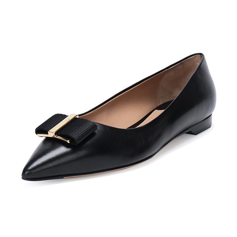 Salvatore Ferragamo 萨瓦托·菲拉格慕 女士牛皮饰蝴蝶结平底船鞋 0672829