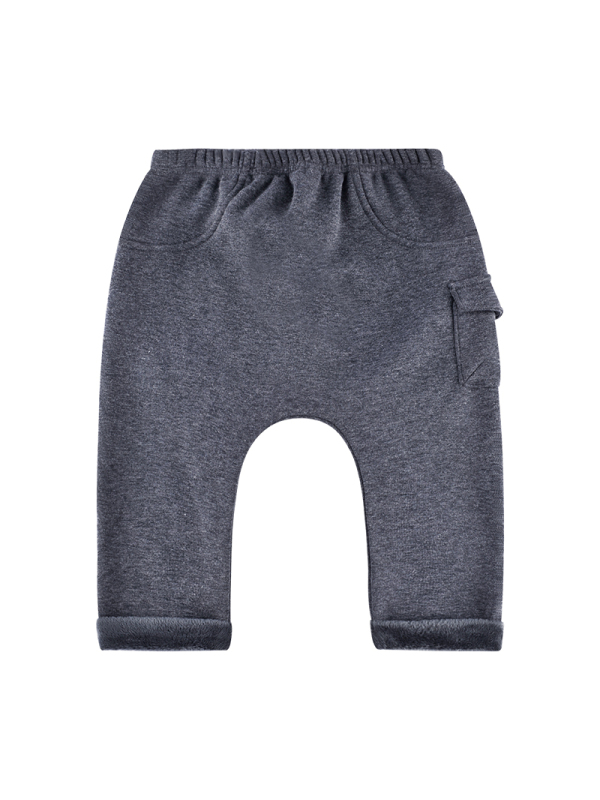 angeeb宝贝心语宝宝秋冬加绒侧兜哈伦裤时尚休闲外出裤子