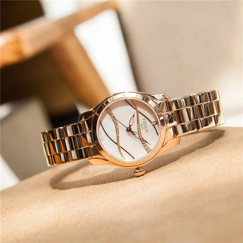 天梭tissot手表时尚海浪系列石英女士手表