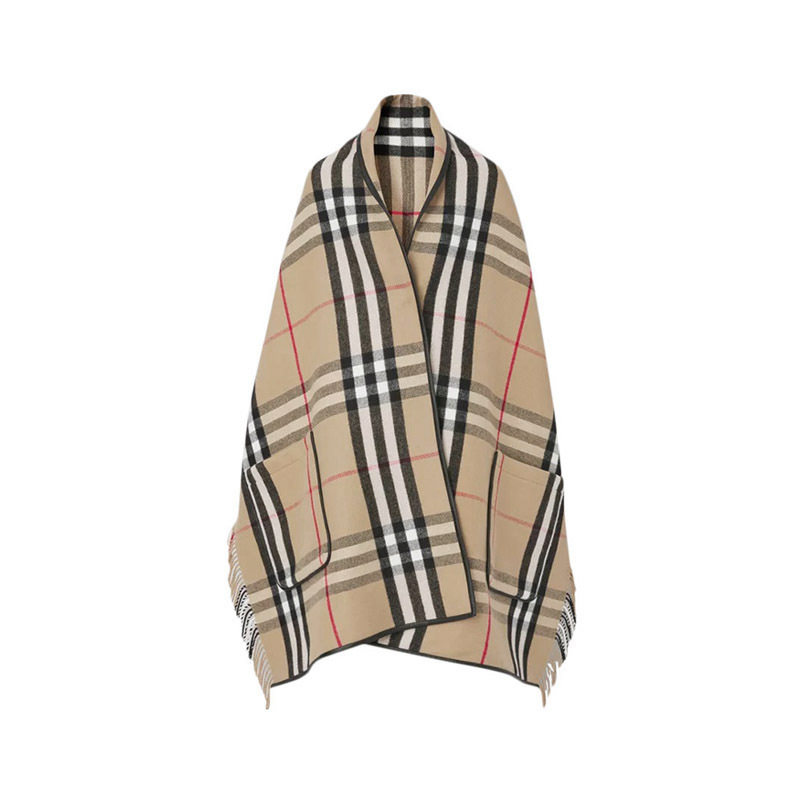博柏利/巴宝莉 BURBERRY 女款绵羊毛流苏披肩8049692