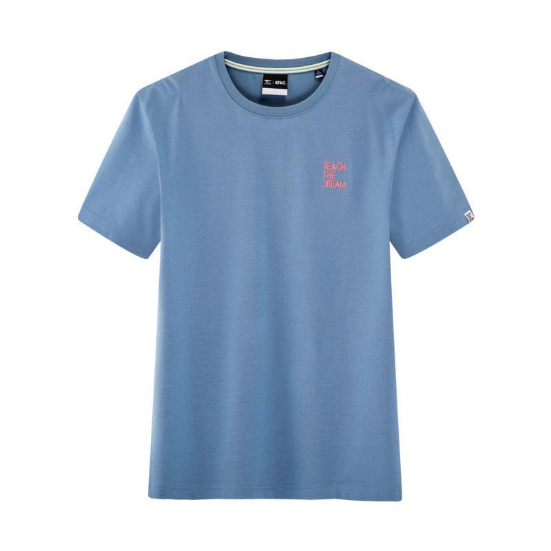 七匹狼2021夏后背印花图案圆领短袖t恤中青年男士纯棉上衣