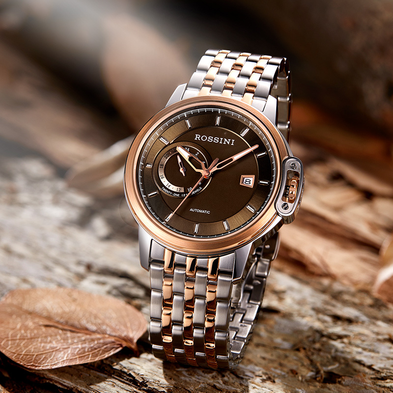 罗西尼rossini手表雅尊商务系列时尚腕表24小时日历勋章自动机械表
