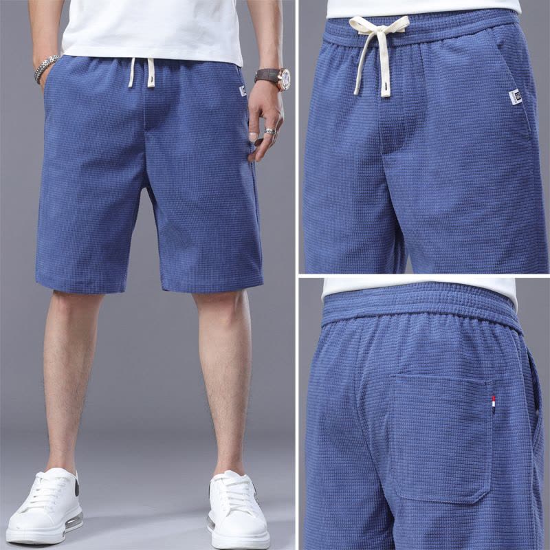 Ceba短裤男休闲裤韩版潮流夏季宽松男士玉米格中裤青年松紧五分裤图片