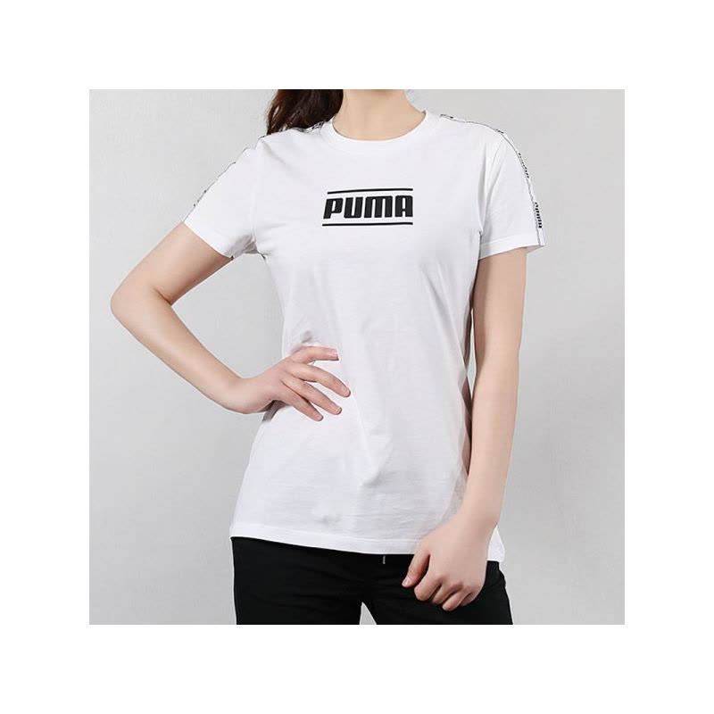 PUMA彪马圆领串标短袖白T恤女潮休闲透气运动衫845059图片