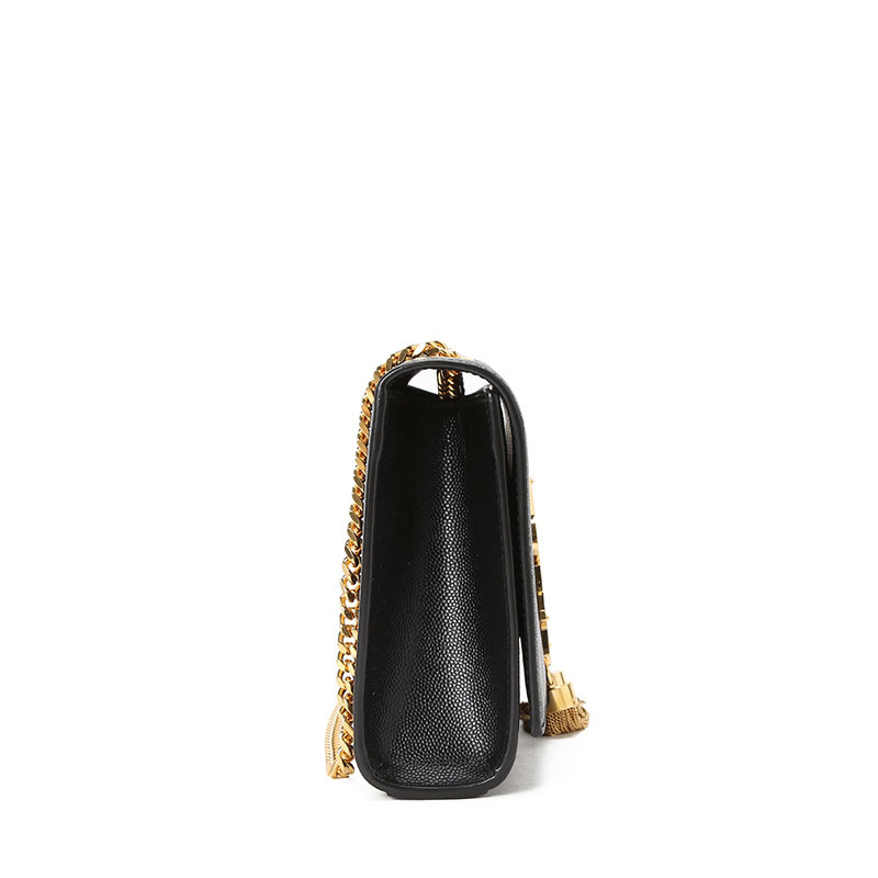 圣罗兰 YSL KATE 链条包中号 流苏款字母LOGO鱼子酱纹 女士单肩包 354119金链