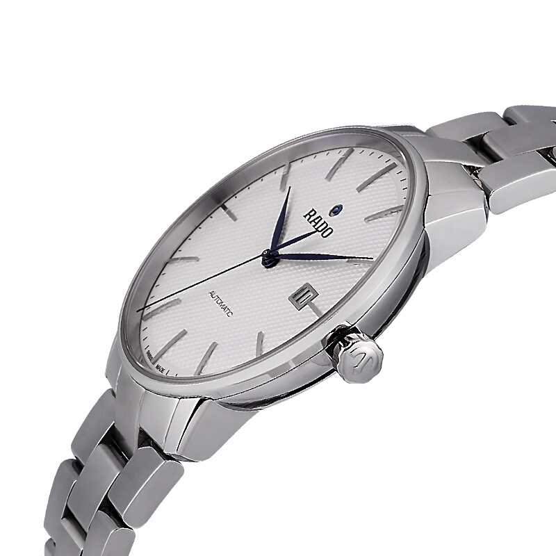 雷达(RADO)瑞士手表 晶璨经典系列简约时尚自动机械男表 41mm白盘银色钢带 R22876013