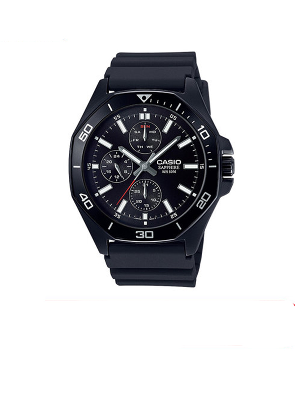 casio卡西欧 石英表 男 edifice系列休闲时尚三眼小表盘树脂带男士