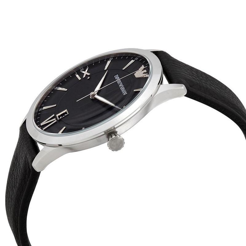 阿玛尼（Emporio Armani) 黑色皮带复古手表 时尚石英表 男 新款腕表AR11210