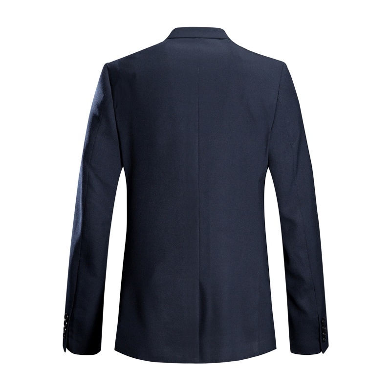 太平鸟男装韩版修身时尚藏蓝色西装男套西便西潮