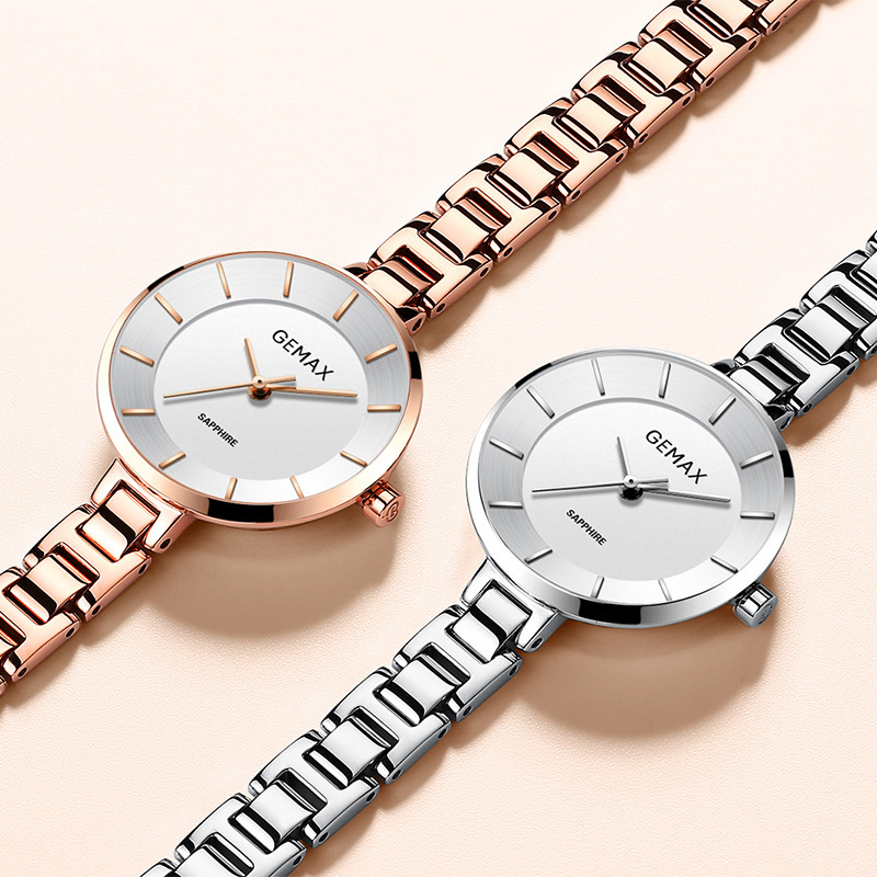 gemax格玛仕正品防水石英手表女士时尚品牌精钢腕表mx8138