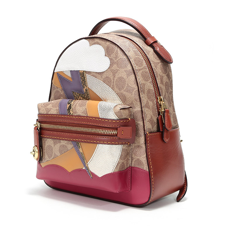 coach蔻驰奢侈品女士涂层帆布配皮经典标志双肩包69655