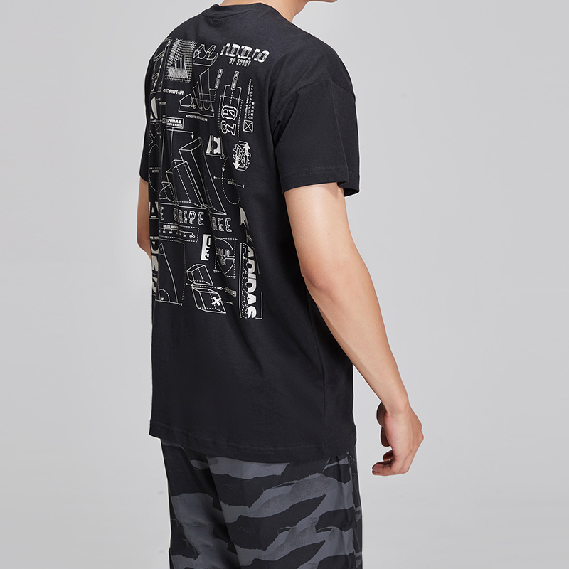 阿迪达斯男服短袖T恤圆领休闲运动服DV3060