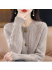 秋冬针织衫加厚毛衣女开衫女圆领复古麻花开衫慵懒外套
