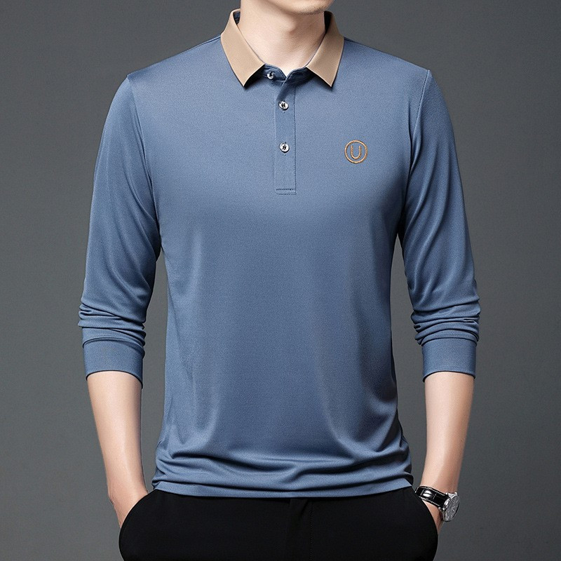 ceba直播同款2023年秋季polo衫男装长袖时尚潮流刺绣休闲翻领男士t恤