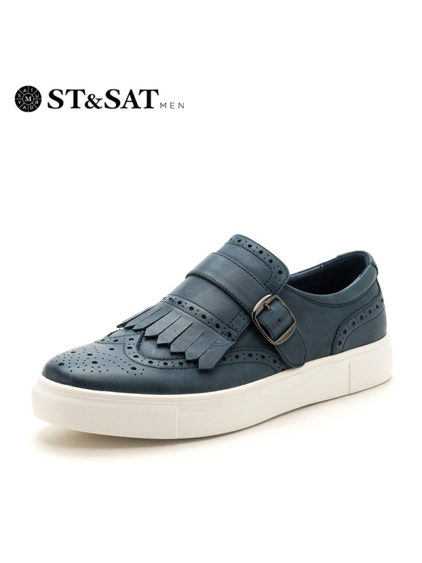 星期六(ST&SAT)男鞋牛皮革圆头平底休闲皮鞋SS73128729