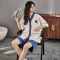 DBMG睡衣女士夏季短袖套装网红可爱卡通大码提花开衫家居服可外