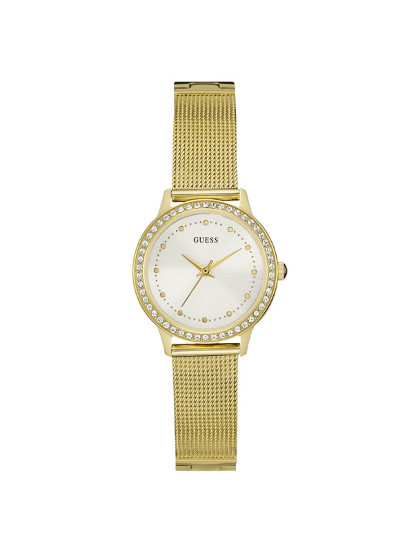 guess经典银盘金色石英女士腕表w0647l7