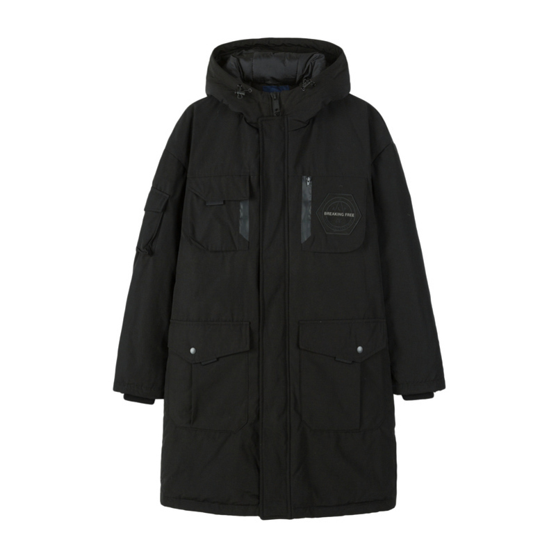 Semir森马工装羽绒服长款男冬季2019男装连帽加厚保暖宽松男生外套