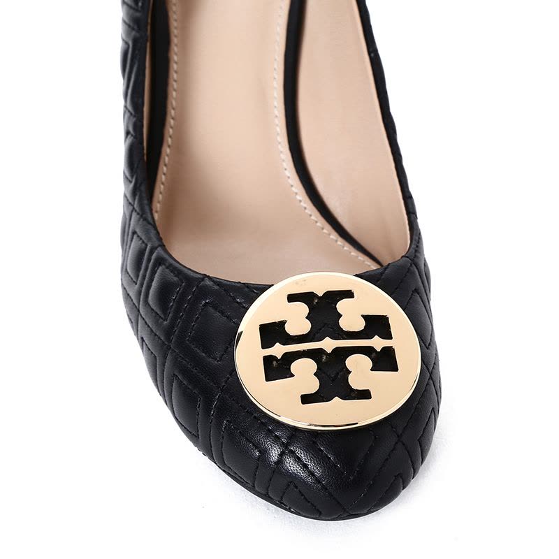 TORY BURCH/汤丽柏琦 女鞋菱格绗缝双T标志坡跟高跟鞋 33136图片