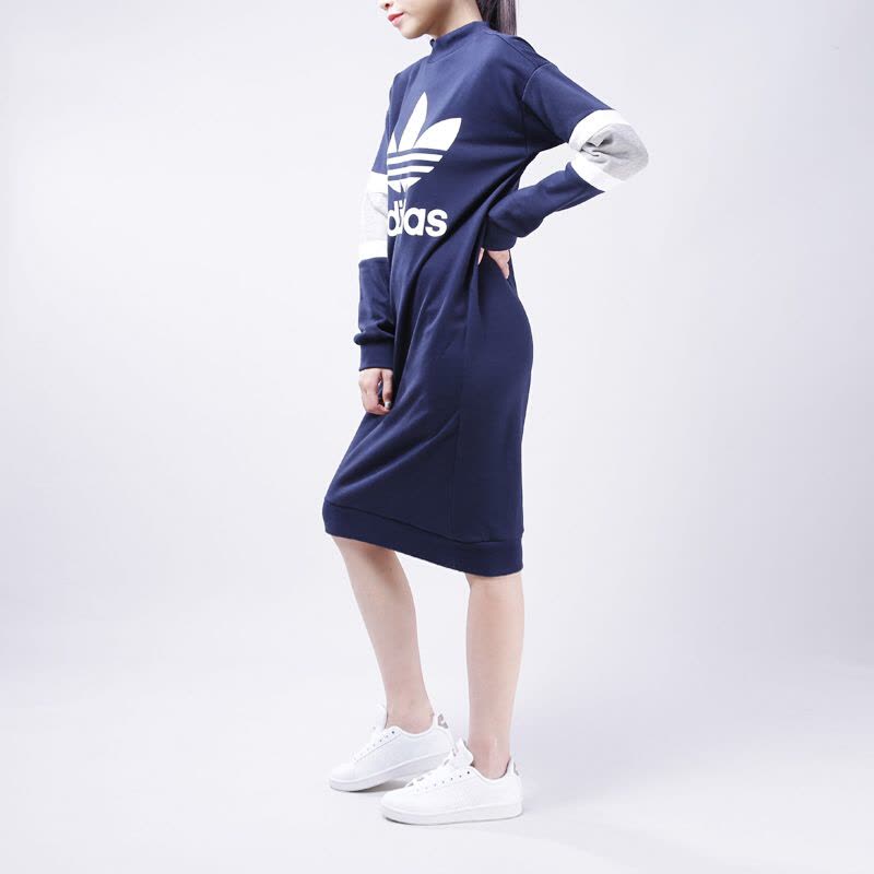 adidas阿迪达斯三叶草女长袖17冬季休闲连衣裙CG1562图片